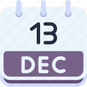 calendar, december, thirteen, date, monthly, time, and, month, schedule