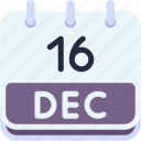 calendar, december, sixteen, date, monthly, time, and, month, schedule