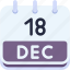 calendar, december, eighteen, date, monthly, time, and, month, schedule 