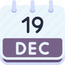 calendar, december, nineteen, date, monthly, time, and, month, schedule