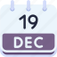 calendar, december, nineteen, date, monthly, time, and, month, schedule 