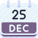 calendar, december, twenty, five, date, monthly, time, and, month, schedule