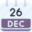calendar, december, twenty, six, date, monthly, time, month, schedule 