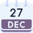 calendar, december, twenty, seven, date, monthly, time, and, month, schedule