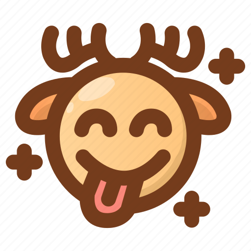 Deer, emoji, emoticon, hungry, starved, tongue, winter icon - Download on Iconfinder