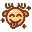 deer, emoji, emoticon, hungry, starved, tongue, winter 
