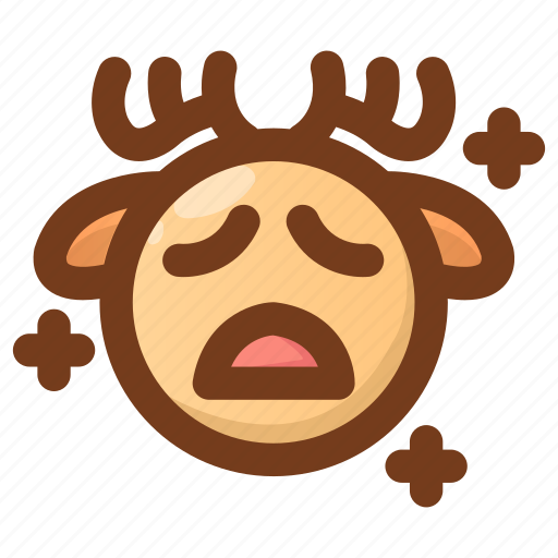 Deer, emoji, emoticon, sad, shocked, upset, winter icon - Download on Iconfinder