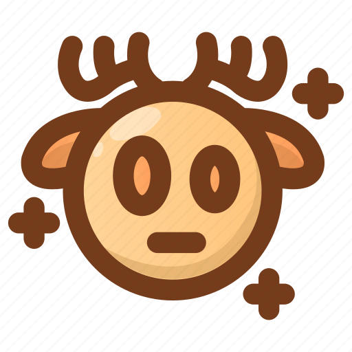 Deer, emoji, emoticon, shock, shocked, stress, winter icon - Download on Iconfinder