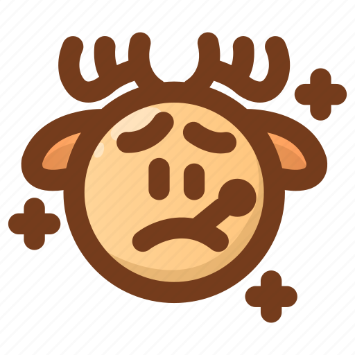 Deer, emoji, emoticon, fever, sick, virus, winter icon - Download on Iconfinder
