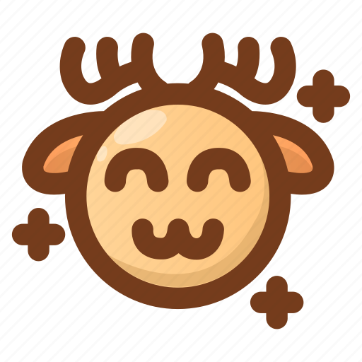 Deer, emoji, emoticon, happy, happyness, smile, winter icon - Download on Iconfinder