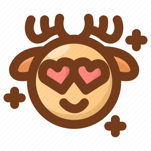 Deer, emoji, emoticon, fall in love, heart, love, winter icon - Download on Iconfinder