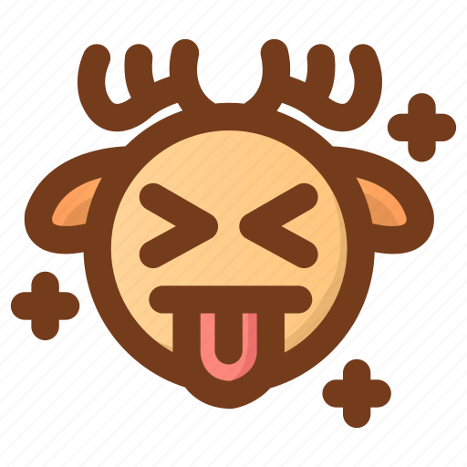 Deer, emoji, emoticon, joke, kidding, tongue, winter icon - Download on Iconfinder