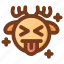 deer, emoji, emoticon, joke, kidding, tongue, winter 