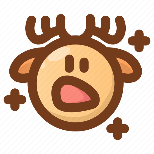 Deer, emoji, emoticon, shock, shocked, surprised, winter icon - Download on Iconfinder