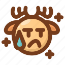 annoyed, deer, emoji, emoticon, tired, upset, winter