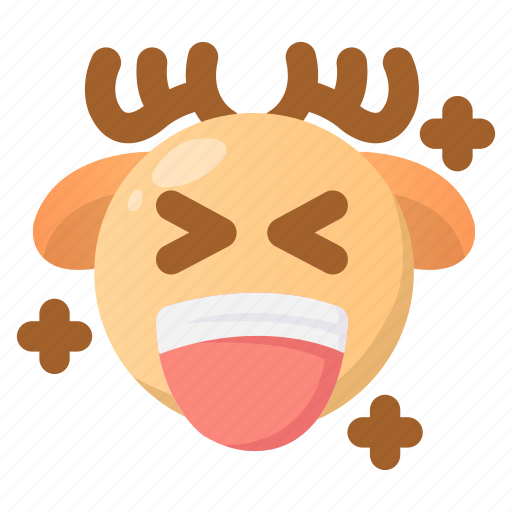 Deer, emoji, emoticon, happy, happyness, laugh, winter icon - Download on Iconfinder
