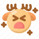 deer, emoji, emoticon, sad, shocked, upset, winter