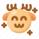 deer, emoji, emoticon, happy, happyness, smile, winter