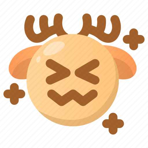 Deer, embarrassing, emoji, emoticon, shocked, upset, winter icon - Download on Iconfinder