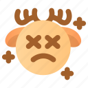 deer, emoji, emoticon, exhausted, sad, tired, winter