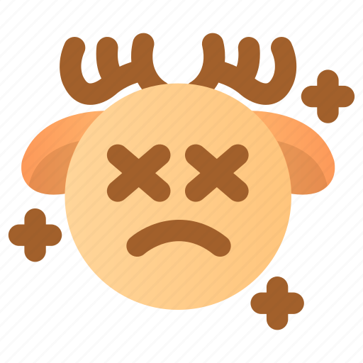 Deer, emoji, emoticon, exhausted, sad, tired, winter icon - Download on Iconfinder