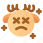 deer, emoji, emoticon, exhausted, sad, tired, winter 