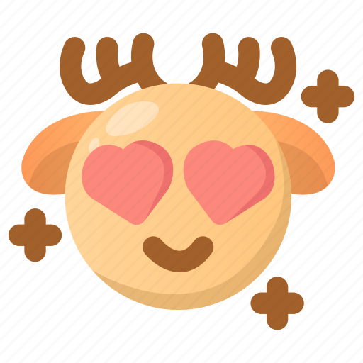 Deer, emoji, emoticon, fall in love, heart, love, winter icon - Download on Iconfinder