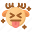 deer, emoji, emoticon, joke, kidding, tongue, winter 
