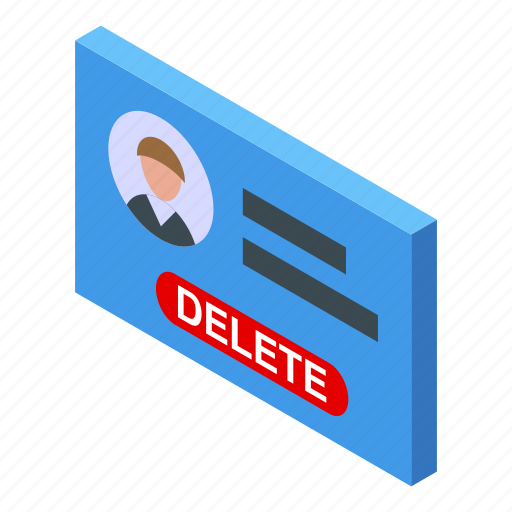 Delete, user, card, isometric icon - Download on Iconfinder