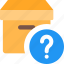 box, delivery, question mark, query 