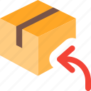 delivery, box, backward, arrow