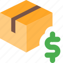 delivery, box, dollar, currency