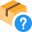 delivery, box, question mark, query 