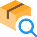 delivery, box, search, magnifier
