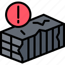container, broken, warning, shipping, delivery, logistics