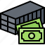 container, money, price, banknote, shipping, delivery, logistics 