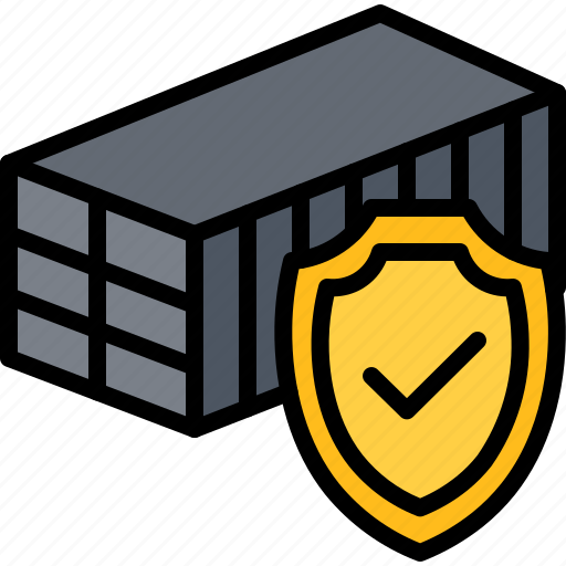 Container, protection, shield, check, shipping, delivery, logistics icon - Download on Iconfinder