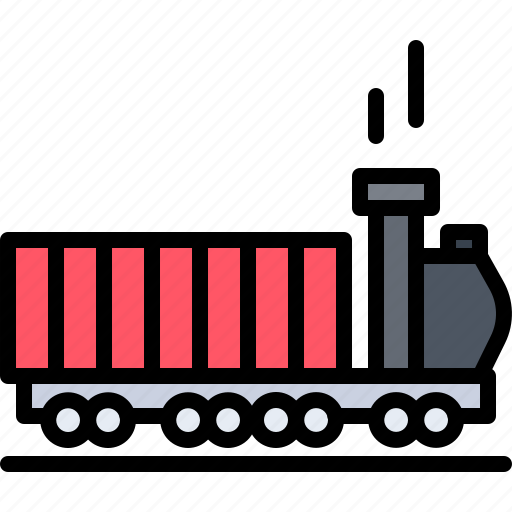 Train, locomotive, container, railroad, shipping, delivery, logistics icon - Download on Iconfinder