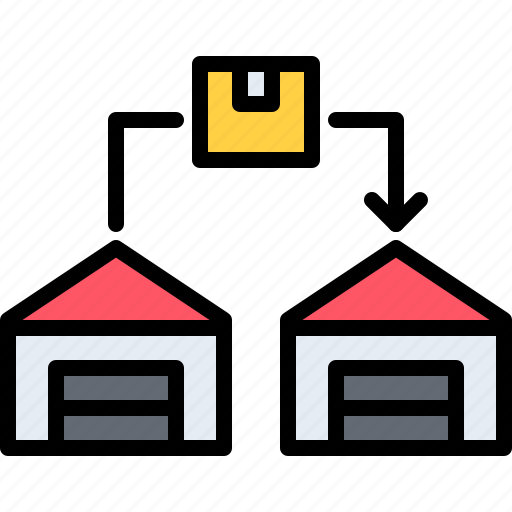 Warehouse, building, box, arrow, shipping, delivery, logistics icon - Download on Iconfinder