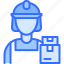storekeeper, helmet, box, woman, shipping, delivery, logistics 
