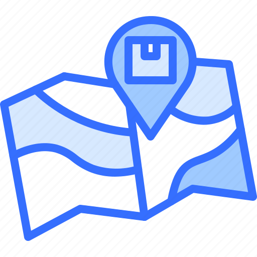 Pin, location, map, box, duct, tape, package icon - Download on Iconfinder