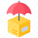 insurance, umbrella, box, package, delivery, service, postal