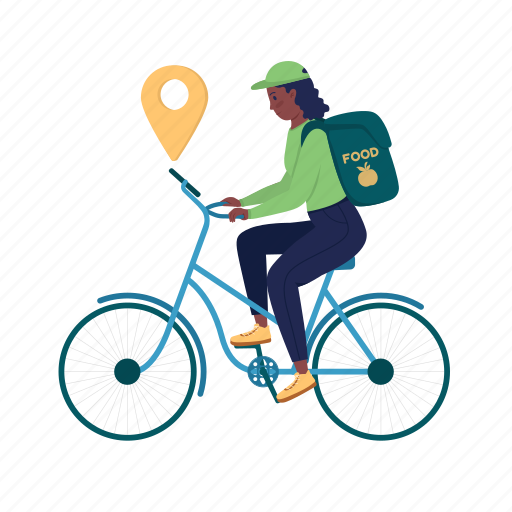 Courier on bicycle, navigate with gps, delivery route, delivery worker icon - Download on Iconfinder