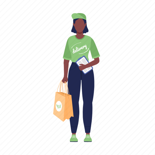Courier woman, green uniform, eco service, delivery worker icon - Download on Iconfinder