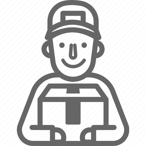 Box, delivery, man, occupation, post, postman, smile icon - Download on Iconfinder