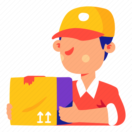 Courier, man, delivery, illustration, boxes, sticker icon - Download on Iconfinder