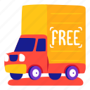 free, shipping, truck, delivery, illustration, boxes, sticker