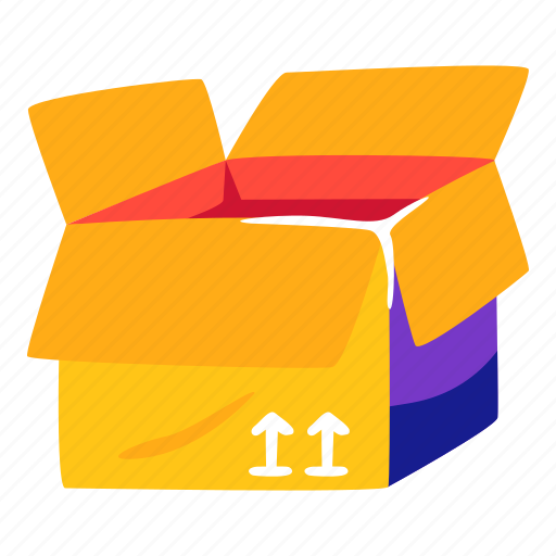 Open, box, parcel, illustration, boxes, sticker icon - Download on Iconfinder