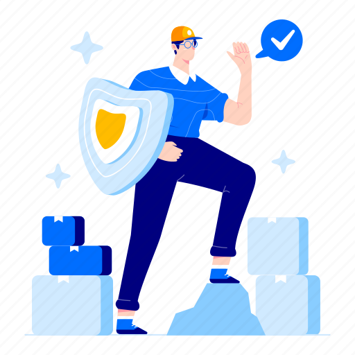 Insurance, shield, protected, box, boxes, courier illustration - Download on Iconfinder