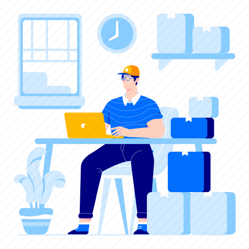 Office, courier, package, delivery, man, services illustration - Download on Iconfinder
